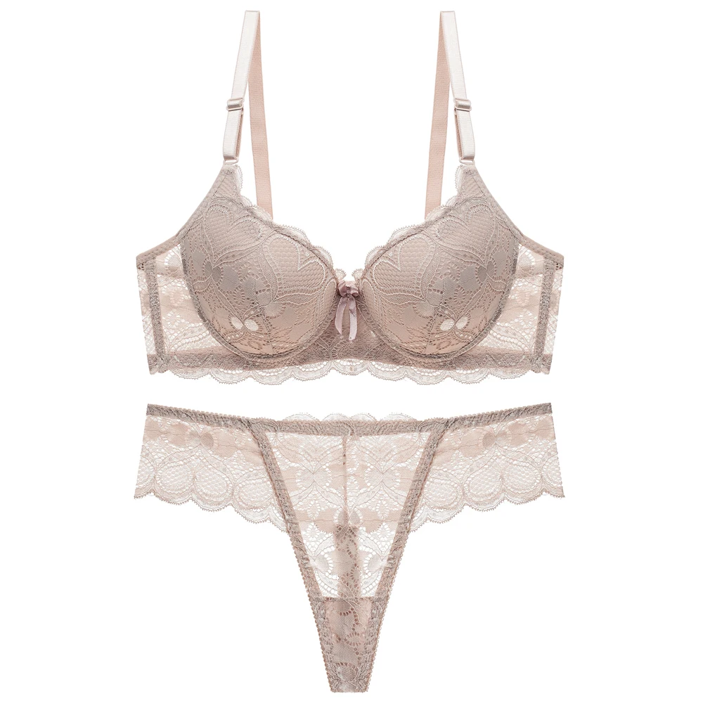 Sexy push up regulowana bielizna koronkowa akceptuj supernumerary biustonosz pogrubienie zestaw biustonosz i stringi bielizna wysokiej jakości zestaw — zdjęcie 5