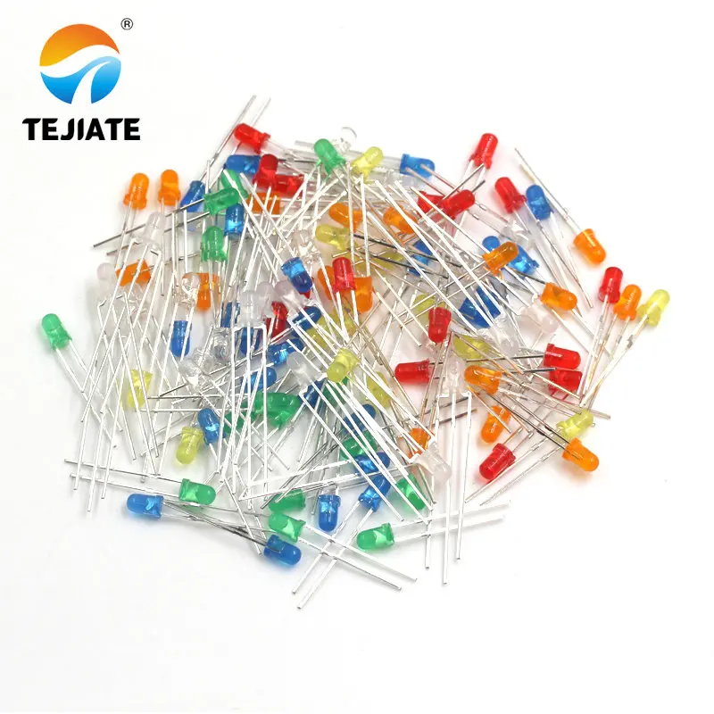 100PCS / 1Lot TEJIATE 3MM LED Light Bead White Red Yellow Blue Green Full Color High Brightness  Low Power Consume Fast Response