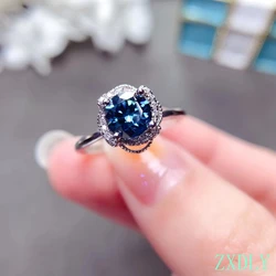 2025 New Pink / Blue Moissanite Ring 925 Sterling Silver 1ct Lab Diamond Pass Test Women Wedding Party Love Gift Shiny Color