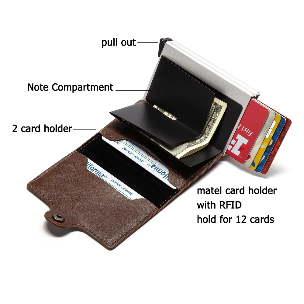 Bycobecy Smart Wallet For Men Business RFID Credit Card Holder Aluminium Double Box Card Holder Purse Money Clip Bag Slim Wallet