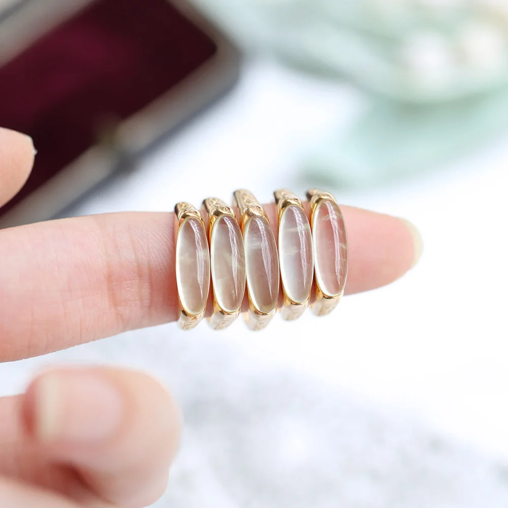 LAMOON Natural Prehnite Ring For Women Gemstone Vintage Female Rings 925 Sterling Silver K Gold Plated Fine Jewelry Japan Style