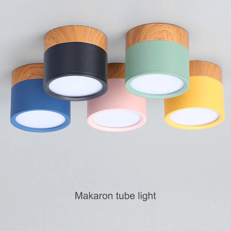 Downlight LED z możliwością przyciemniania 5W 7W 9W12W15W Nordic wood nowoczesny reflektor sufitowy Led montowany powierzchniowo, oświetlenie dekoracji wnętrz