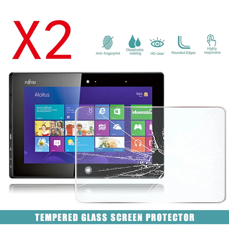 2Pcs Tablet Tempered Glass Screen Protector Cover for Fujitsu Stylistic Q572 Full Coverage Anti-Scratch Explosion-Proof Screen