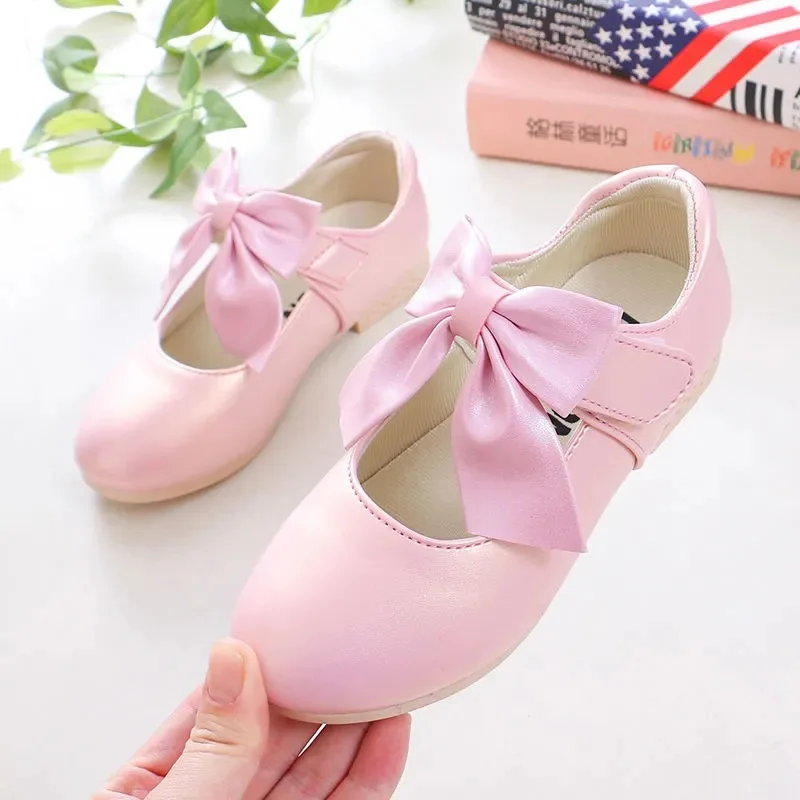 Spring Children\'s Bowknot Wedding Party Princess Shoes Big Kids Girls White Dress Single Shoes 5 6 7 8 9 11 10 12 Years old New