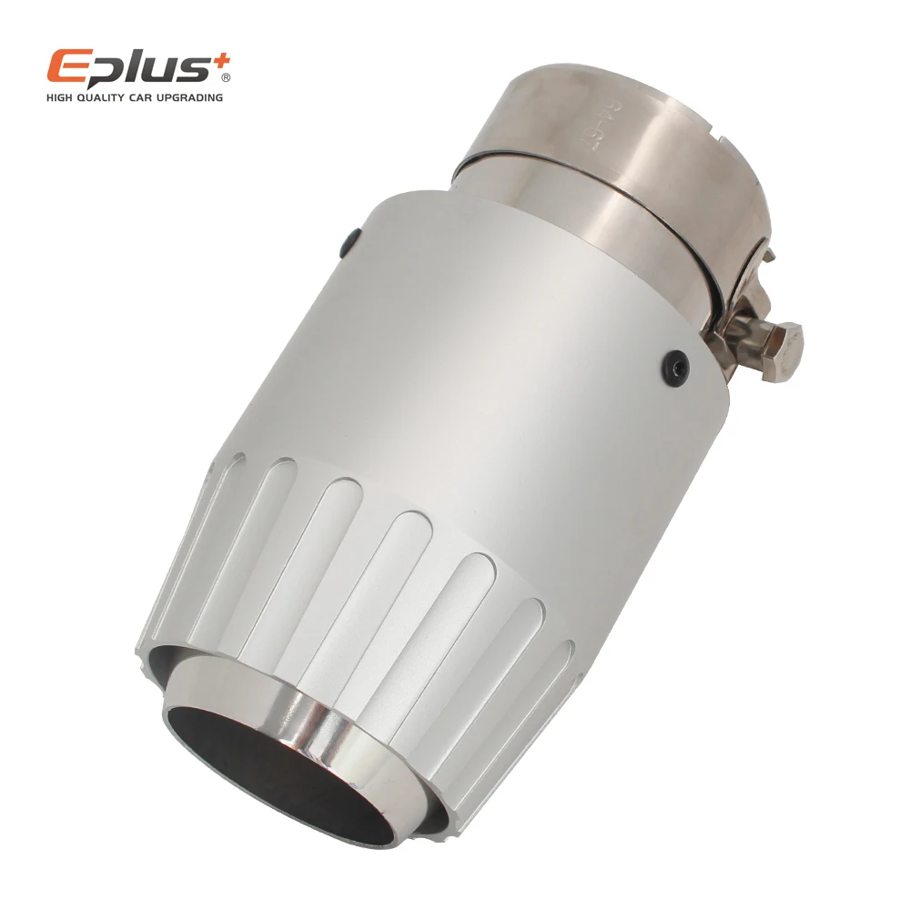 EPLUS Aluminum Car Exhaust Pipe Muffler Tip Universal Silver Mufflers End Decoration Multiple Size Fighter Engine Style