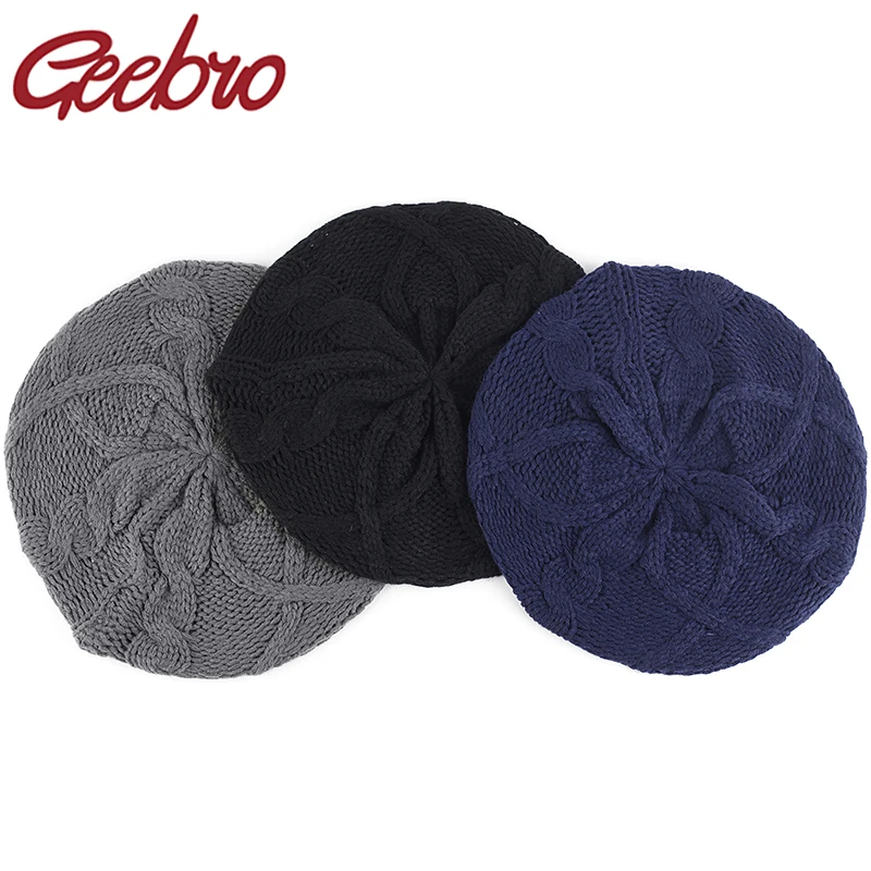 Women\'s Fashion Knit Baggy Beret Hat Ladies French Artist Beret Hats Spring Casual Thin Multicolor Warm Soft  Berets