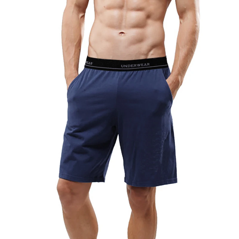 3XL Men Cotton Casual Shorts Loose Pocket Long Boxer Shorts Lounge Wear Sports Workout Gym Shorts Jogging Sweat Pants Homewear