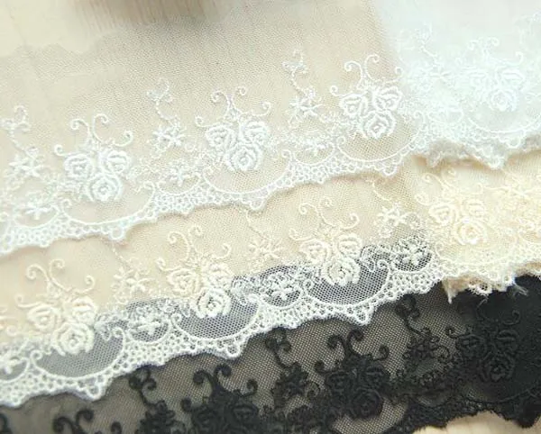 1yard Width:7cm Rose Cluster Design Lace Trims for Garment Embroidered Fabric Lace Scrapbooking Accessories(ss-894)