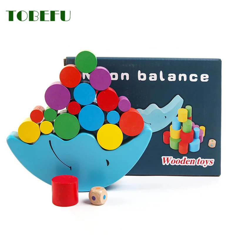 Wooden Stacking Blocks Balancing Puzzle Moon Equilibrium Game Montessori Parent-Child Interaction Sorting Toys for Children