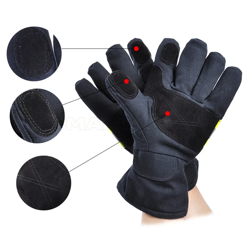 Firefighter's Hand Protective Safety Gloves Fire Rescue Flame Retardant Working Gloves with Reflective Material Tape