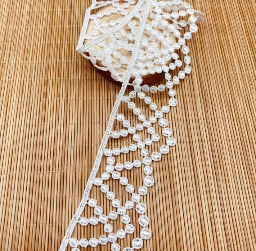 2 ياردة/مجموعة 4.3 سنتيمتر مع الأبيض الأسود الدانتيل تقليم للذوبان في الماء التطريز الدانتيل DIY بها بنفسك النسيج الملابس والاكسسوارات