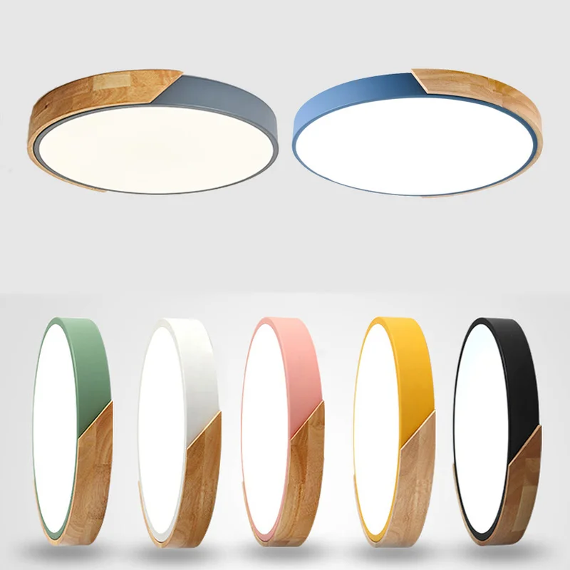 

Nordic Oak Led Ceiling Lights Living Room Round Multicolor Alloy Led Ceiling Lamp Bedroom Home Decoration Ceiling Light Fixture