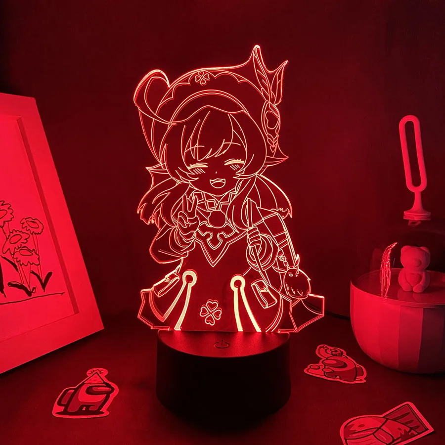 

Genshin Impact Game Figure Klee 3D Lava Lamp Led Night Light Cool Kawaī Gift For Friend Bedroom Table Decor Manga Genshin Impact