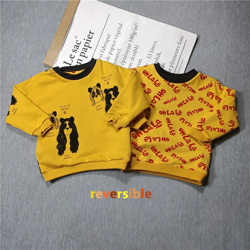 BOBOZONE-Pull Krasnoïen pour enfants, jaune, rouge, lettre pour débutants, garçons, filles