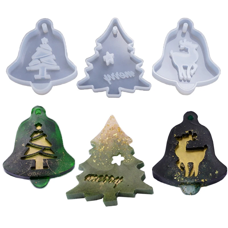 Christmas Tree Mold DIY Epoxy Resin Mold Aromatherapy Wax Christmas Snowflake Pendant Silicone Mould Christmas Party Decoration