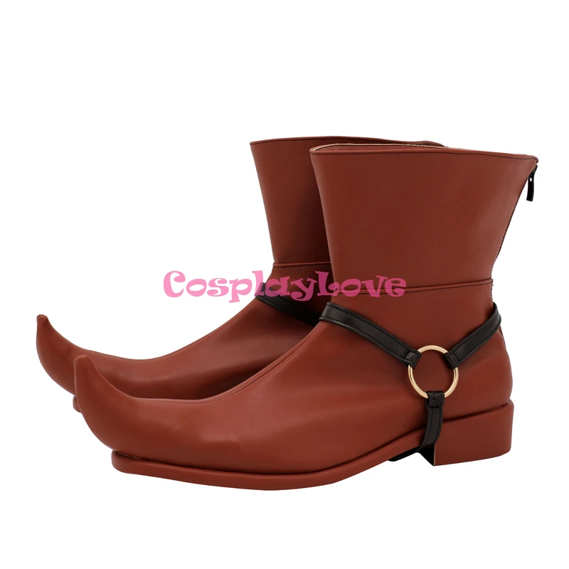Op maat gemaakte Hyrule Warriors Legends Skull Kid bruine schoenen Cosplay lange laarzen leer op maat gemaakt voor feest Kerstmis Halloween