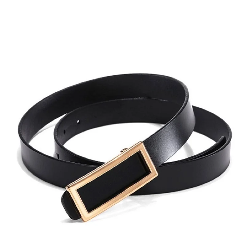 COOLERFIRE New Designer Gold Buckle Belt Waist Female  Skinny Thin Genuine Leather Belts For Women Dress Belt LB016