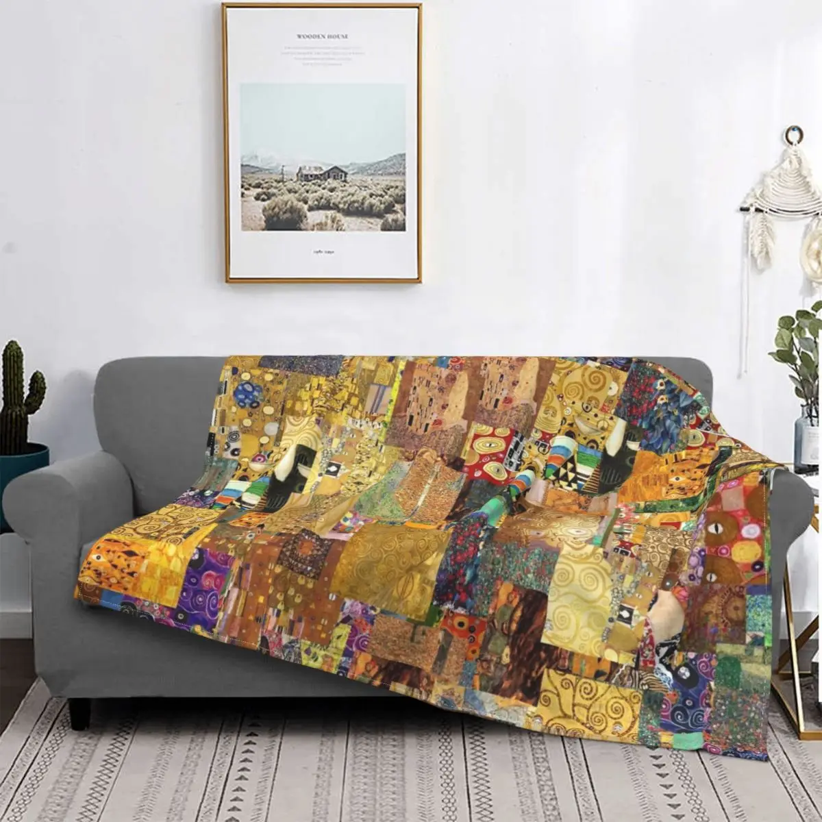 

Gustav Klimt Blankets Velvet Summer Plaid Multi-function Super Warm Throw Blanket for Bedding Couch Bedspread