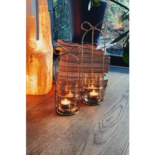 Rigging House 2'li Bronze Bow Glass Candle holder