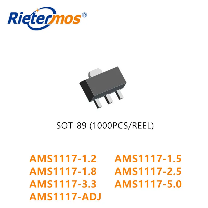 1000PCS AMS1117-1.2 AMS1117-1.5 AMS1117-1.8 AMS1117-2.5 AMS1117-3.3 AMS1117-5.0 AMS1117-ADJ SOT89 MADE IN CHINA