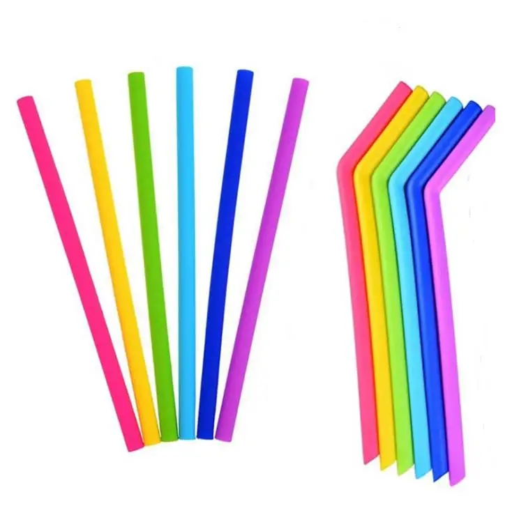 

1000pcs Colorful Food Grade Flexible Silicone Straws Straight Bent Curved Straw Drinking Reusable Bar Tools Beverage SN288