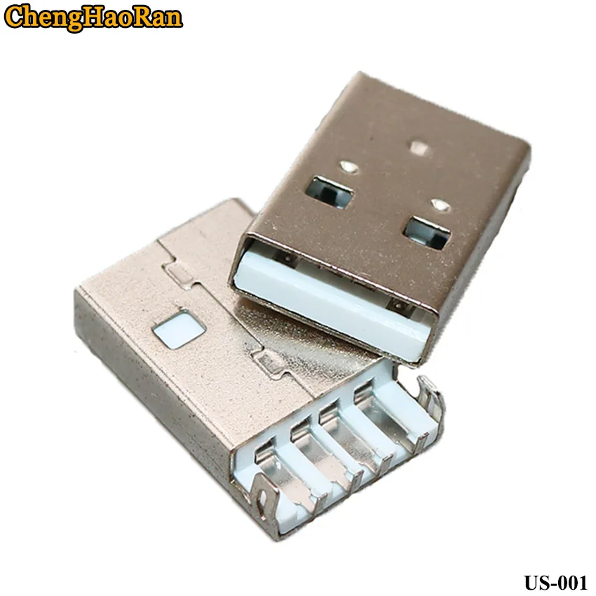 ChengHaoRan 1pcs USB plug male A type 90 degree curved needle straight into the bend USB interface USB connector USB socket