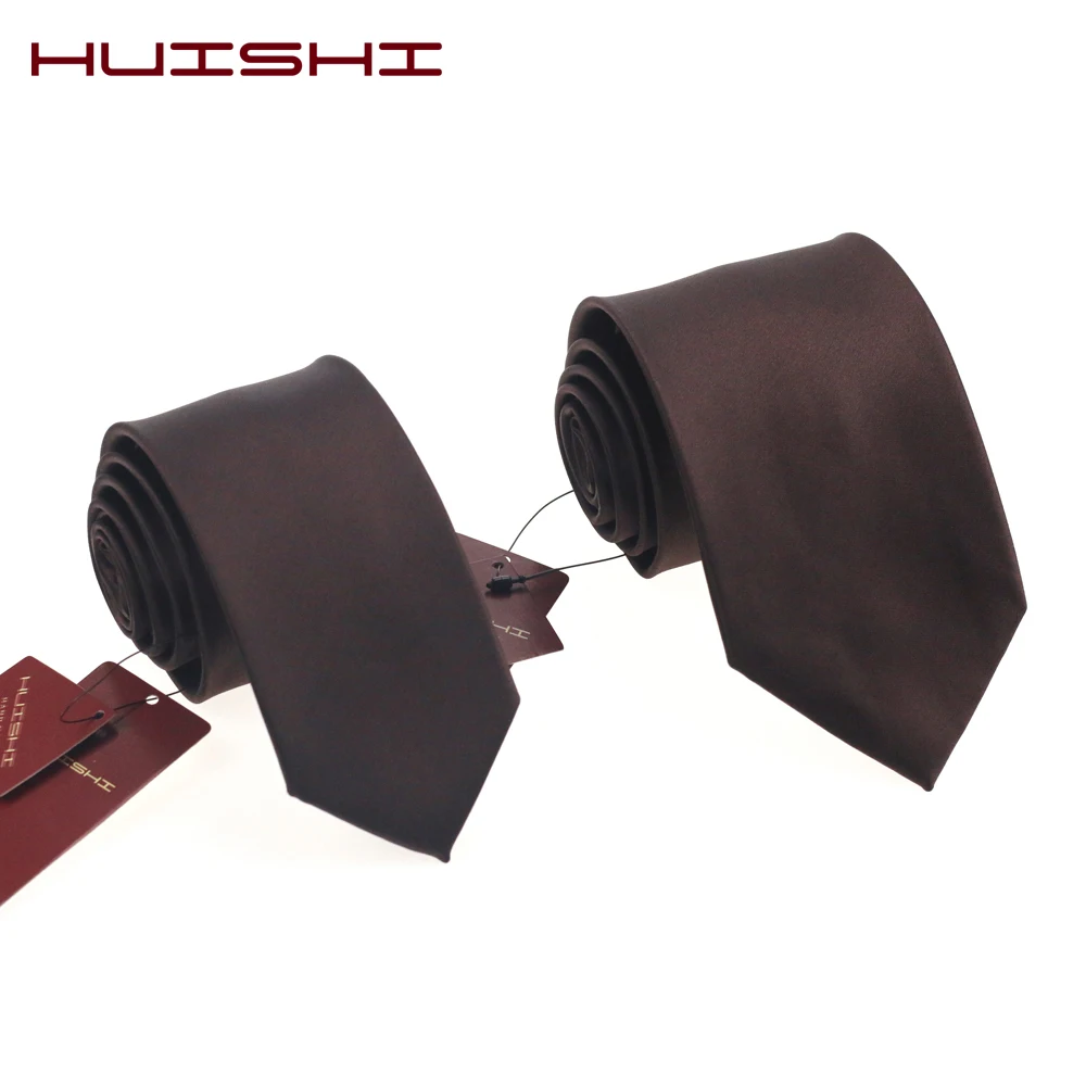 HUISHI-Corbata de boda para hombre, corbatas tejidas impermeables, ajustadas, color marrón sólido, traje de camisa de negocios, corbata de cuello, gran oferta, nuevo