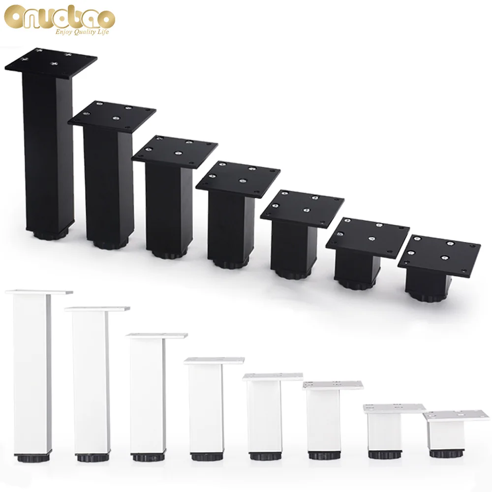 [Onuobao] 4PCS Square Tube Adjustable Aluminum Alloy Furniture Legs for Heightening Sofa Kitchen Cabinet Table