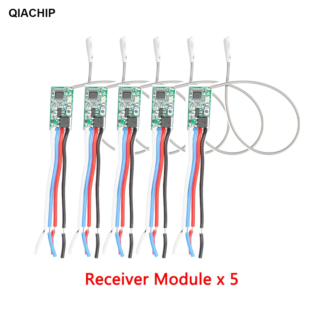 QIACHIP 5 sztuk 433.92Mhz uniwersalny bezprzewodowy DC 3.6V-24V przełącznik zdalnego sterowania 1 CH RF przekaźnik odbiornik kontroler światła LED zestaw do samodzielnego montażu