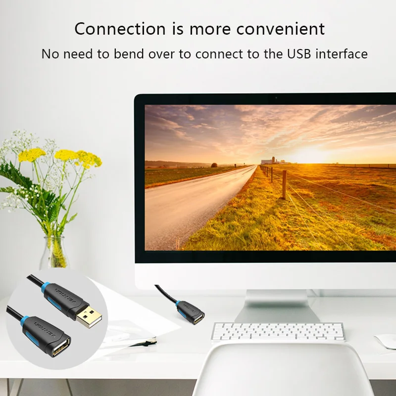 Przewód przedłużający USB2.0 rozszerzenie kabel męski na żeński Super Speed USB kabel do transmisji danych Extender dla klawiatura komputerowa