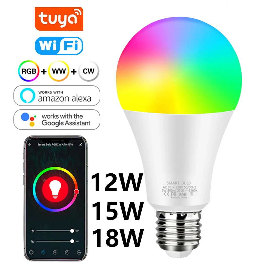 WiFi RGB E27 LED Smart Light Bulb Colour Changing Lamp Siri Voice Control Alexa Alice Google Home Assistant APP Remote Dimmable