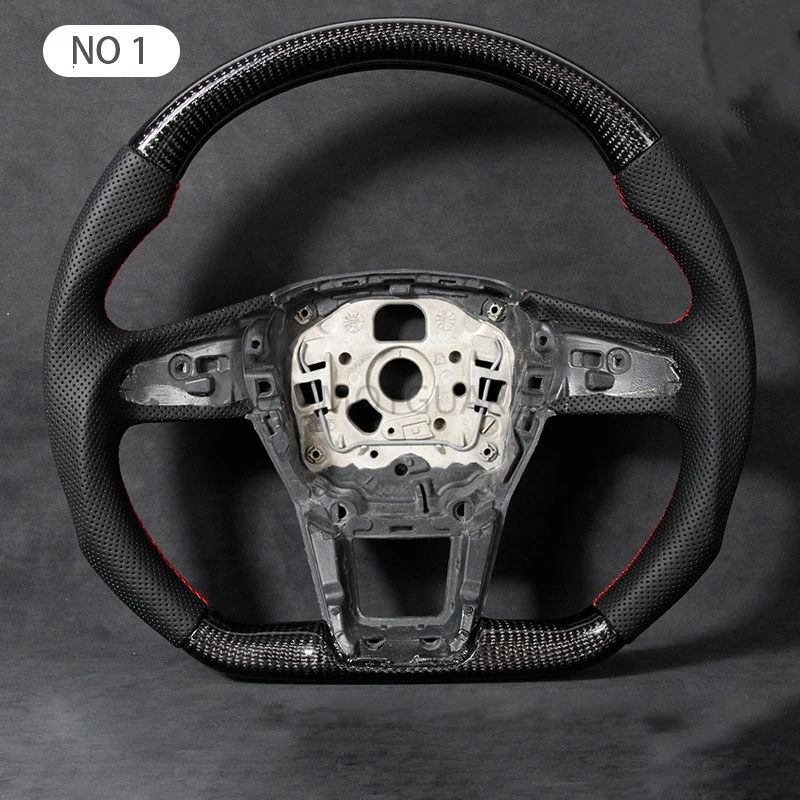 Perforated Leather Carbon Fiber Steering Wheel Flat Bottom Fully Alcantara with Buttons for Audi A6 A7 A8 A6L Paddle Shifter