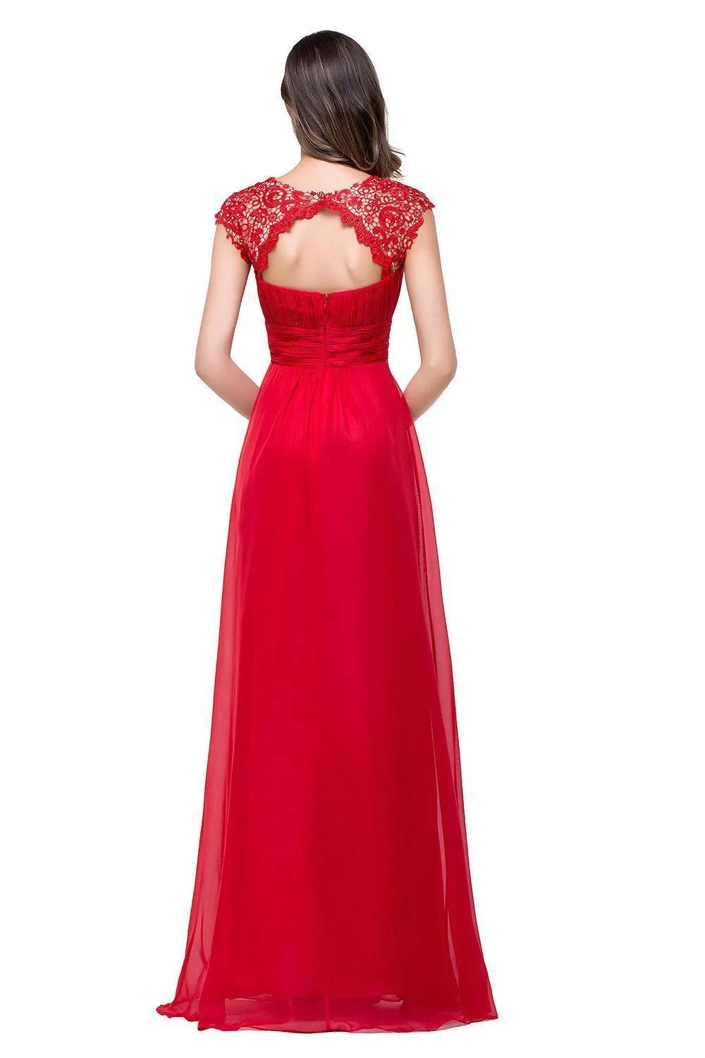 Ready To Go Red Long Lace Evening Dress With Crystal Sexy Backless Cut-out Evening Gowns Vestido de Festa