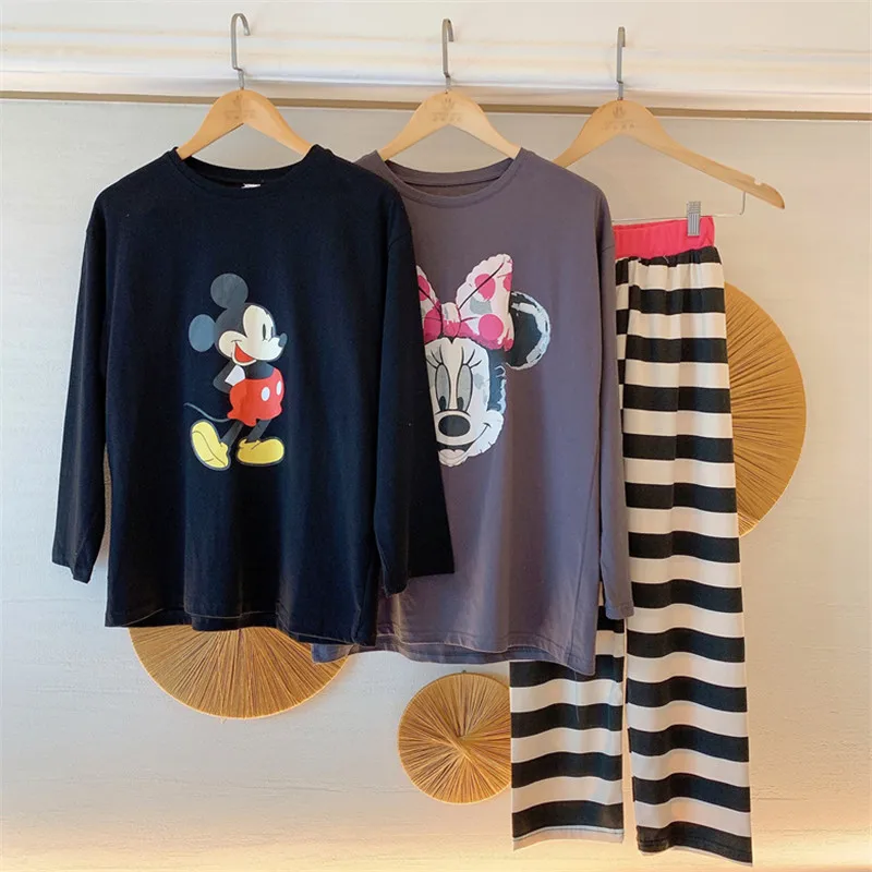 Mickey Minnie die Lion King druck mädchen lange ärmeln pyjamas herbst nette lose lange ärmeln hosen pyjamas hause service anzug