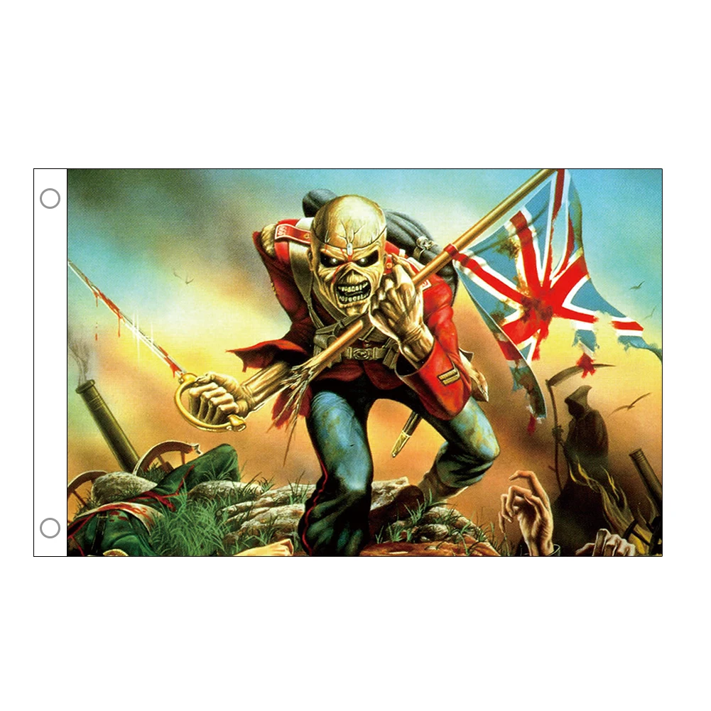 2x3ft/3x5ft/4x6ft Heavy Metal Gift Flag Skull Skeleton Soldier England Banner Durable Enough for Indoor or Outdoor Decorations