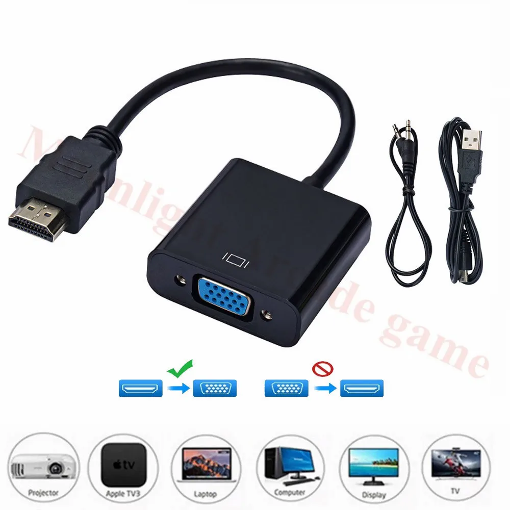

Кабель-Переходник HDMI/VGA, HD 1080P, для Xbox, PS4, ПК, ноутбука, ТВ-приставки, проектора, дисплея, HD TV