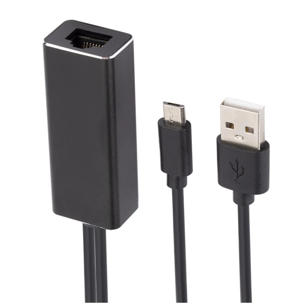BGGQGG USB Ethernet Adapter USB 2.0 MICRO USB to Network Card Adapter 100MB for Fire TV Stick TV Card Without Buffer
