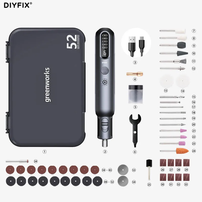 DIYFIX AGK302 80W 6 Speed ปรับไฟฟ้าแกะสลักปากกาโทรศัพท์ CPU ซ่อมเครื่องเจาะเครื่องมือ30000r/min