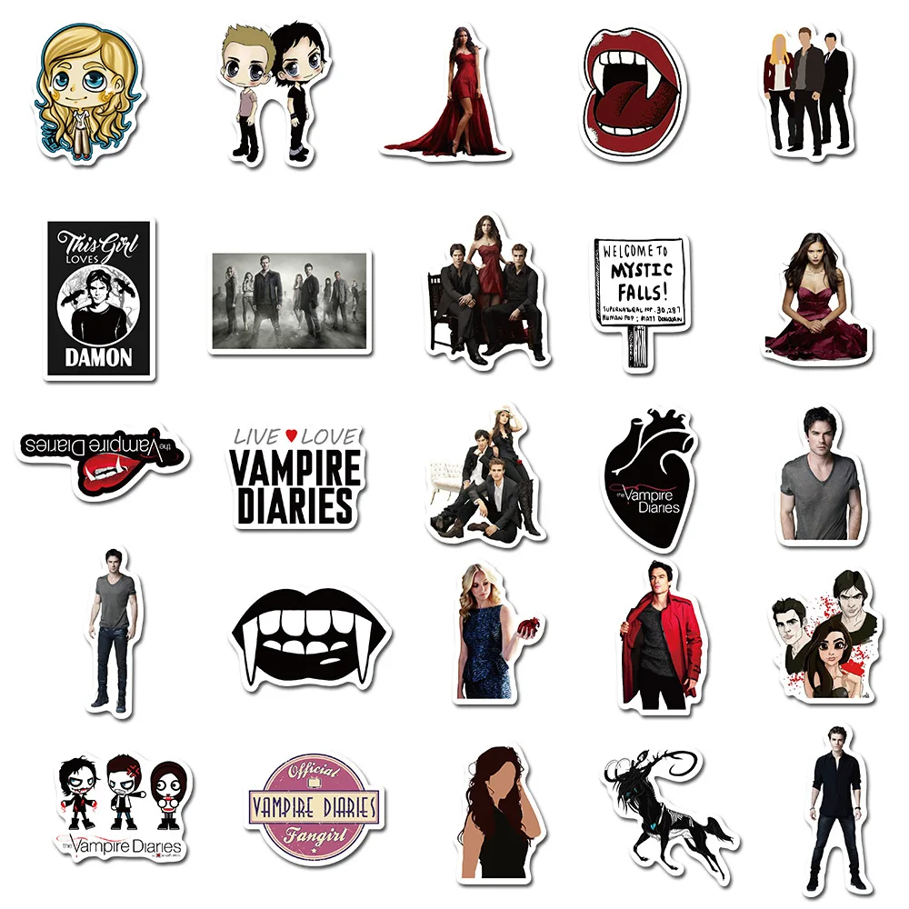 Pegatinas de serie de TV The Vampire Diaries para niños, pegatinas de grafiti para motocicleta, monopatín, ordenador portátil, equipaje, teléfono,