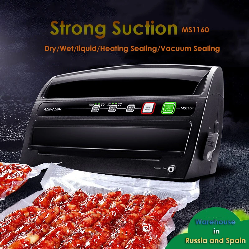 MAGIC Vacuum Sealer Dry Wet Oil Food Vacuum Sealing Machine Strong Suction Household Commercial Sealer MS1160