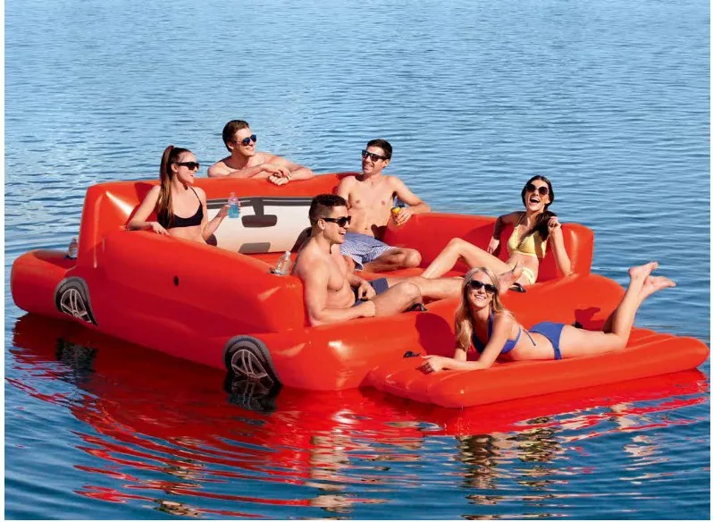 

6 Person Inflatable Giant Car Truck Pool Float Island Swimming Pool Lake Beach Party Floating Boat Water Toys Air Mattresses