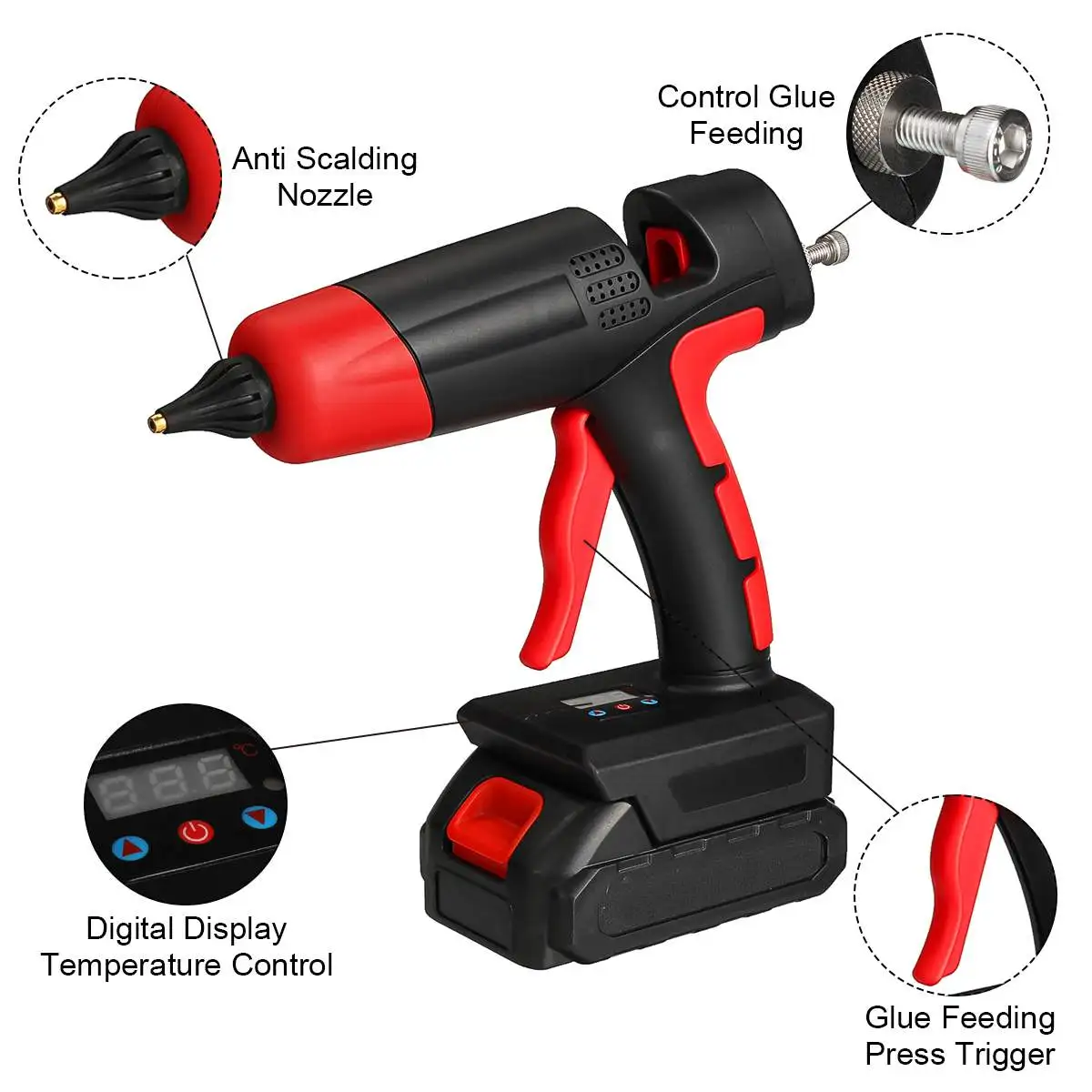 Imagem -03 - sem Fio Quente Melt Pistola de Cola Recarregável Bateria Li-ion Bocal de Cobre Casa Faça Você Mesmo Ferramenta de Reparo para Makita 18v Bateria 21v 1000w