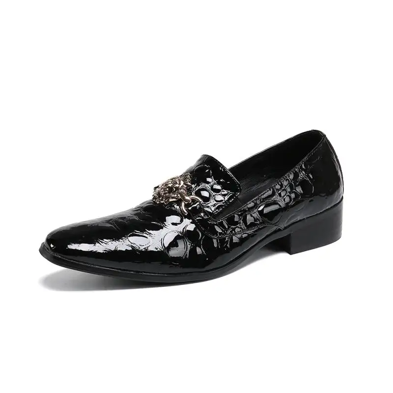 

Black Patent Leather Casual Shoes Men Fashion Loafers Wedding Dress Shoes Trendy Mens Leisure Party Shoes Big Yards 44 45 46