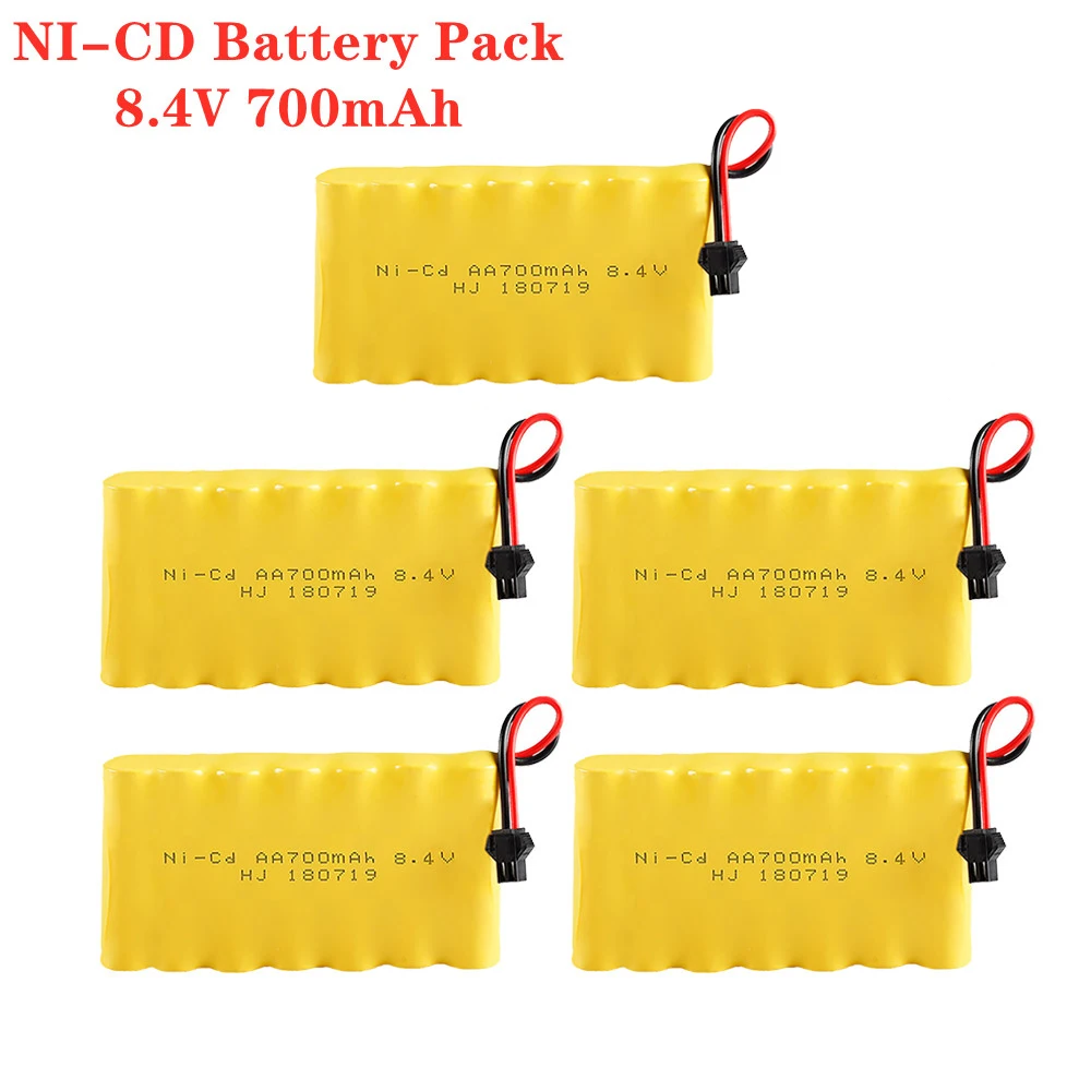 5 개/몫 8.4v 700mah Ni Cd AA 충전식 배터리 팩 Rc 자동차 보트 총 탱크 트럭 기차 전기 장난감 부품 SM 플러그