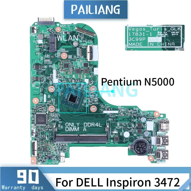 

For DELL Inspiron 3472 Pentium N5000 Laptop Motherboard 07R45T 17831-1 SR3RZ DDR4 Notebook Mainboard