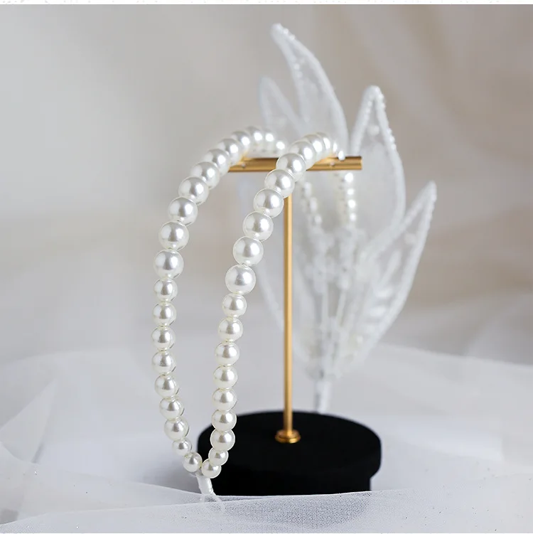 Diadema de perlas de boda coreana, elegante tocado de novia, conjuntos de pendientes, accesorios para el cabello de boda