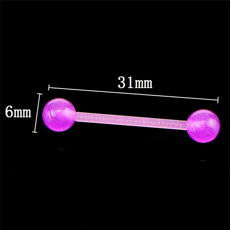 10/20 Stück Kunststoff-Zungenpiercing, gemischte Farben, leuchtende Barbell-Stäbe, Zungenpiercing-Ringe, modischer Sex-Körperschmuck für Frauen. – Detail 2