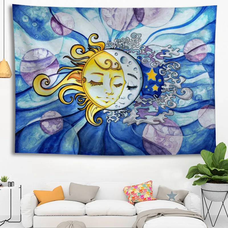 Hot Sale Custom Sun And Moon Large Wall Tapestry  Wall  Hanging Bohemian Wall Tapestries Mandala Wall Art Decor