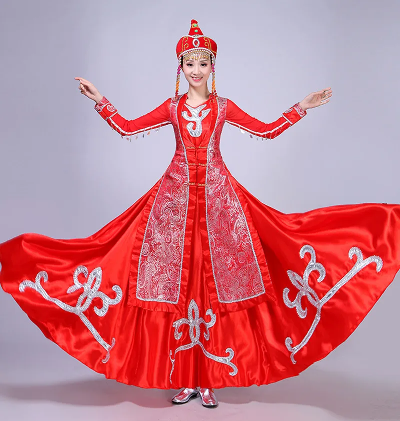 Mongolian Show clothing Suit-dress Inner Mongolia Dance Clothing Mongolia Robe Adult Ethnic Minority Performance Skirt