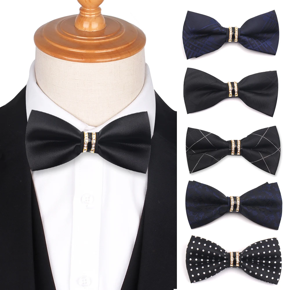 Boutique Hollow Metal Decoration Bow Tie For Wedding Groom Men Neck Wear Butterfly Black Bowtie Cravat Male Bow ties Party